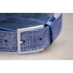 CEINTURE CUIR BLEU ARGENTÉ| La french